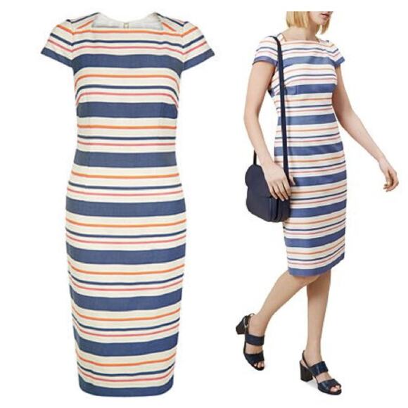 Hobbs London Andara Dress in Striped Multi - Picture 1 of 6